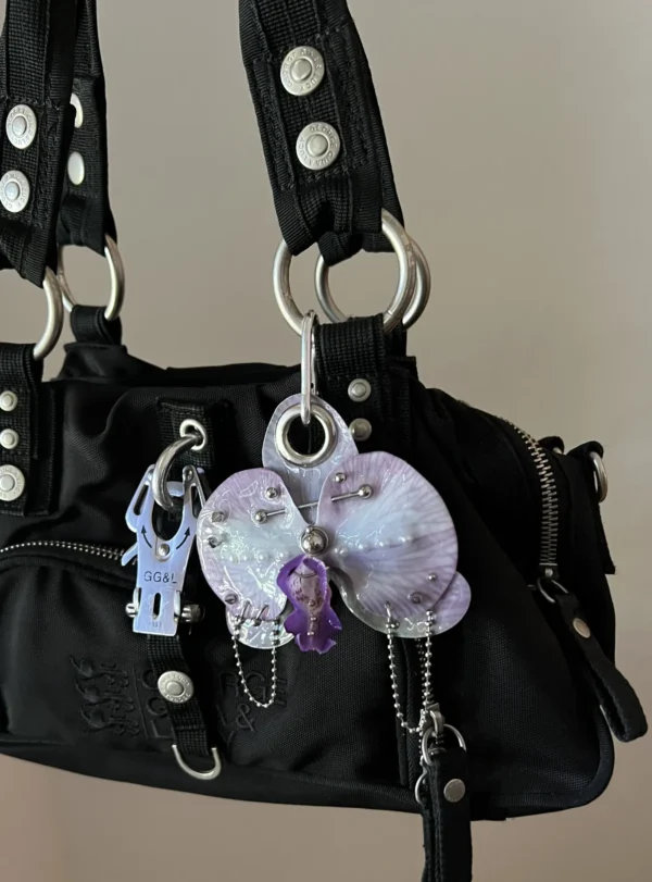 Pierced orchid keychain (lilac) - Image 2