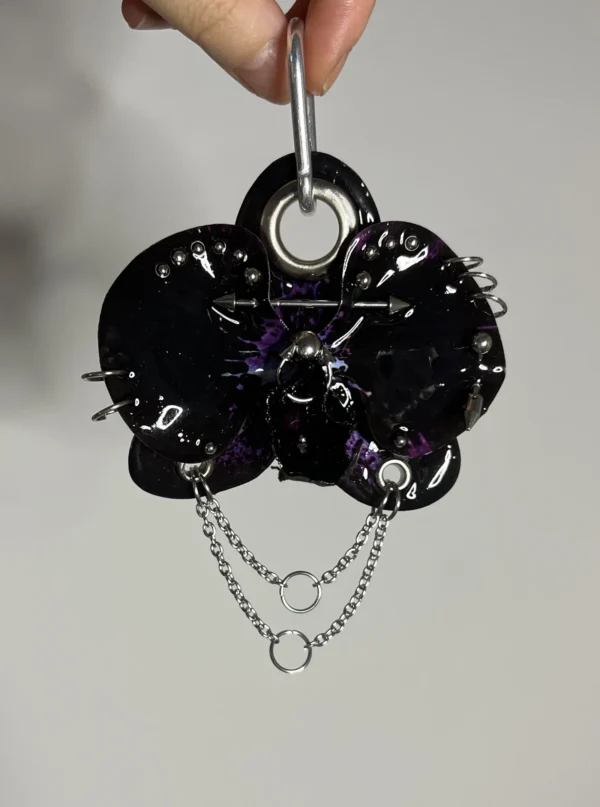 Pierced orchid keychain Black Ember - Image 3
