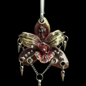 Pierced orchid keychain - Bloodroot