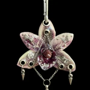 Pierced orchid keychain - Obsidian Bloom