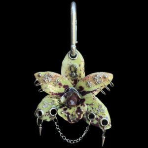 Pierced orchid keychain - #56 Chartreuse Venom