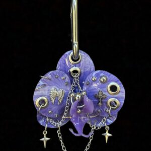 Resin Orchid Bag Charm • Purple • Angelic Cross Trinket