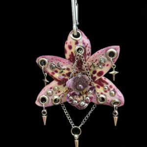 Resin Orchid Bag Charm • Blush Pink / Burgundy • wine and roses charm