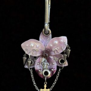 Resin Orchid Bag Charm • Blush Pink / Lavender • bows and crosses trinket