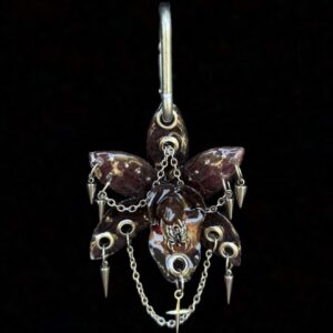 Resin Orchid Bag Charm • Deep Burgundy • venom and spikes charm