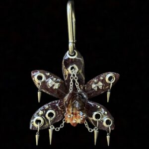 Resin Orchid Bag Charm • Oxblood • oxblood bows trinket