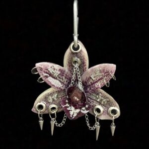 Resin Orchid Bag Charm • Dusty Purple • dusty bows and spikes