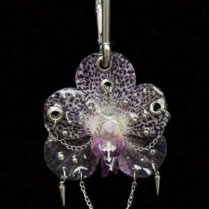 Resin Orchid Bag Charm • Purple • leopard cross trinket