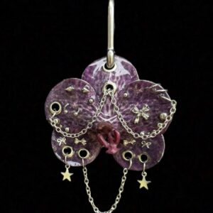 Resin Orchid Bag Charm • Deep Violet • violet bows and stars trinket