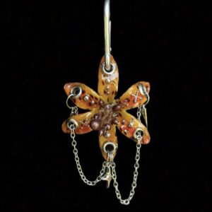 Resin Orchid Bag Charm • Amber / Orange • amber spikes and stars trinket